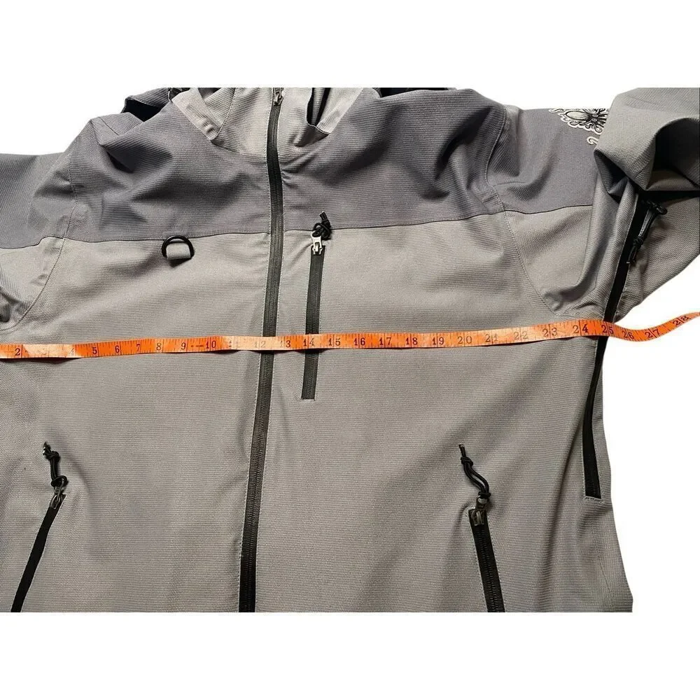 North America Branding Gray Softshell Jacket Men’s Large Hooded Octopus Patch